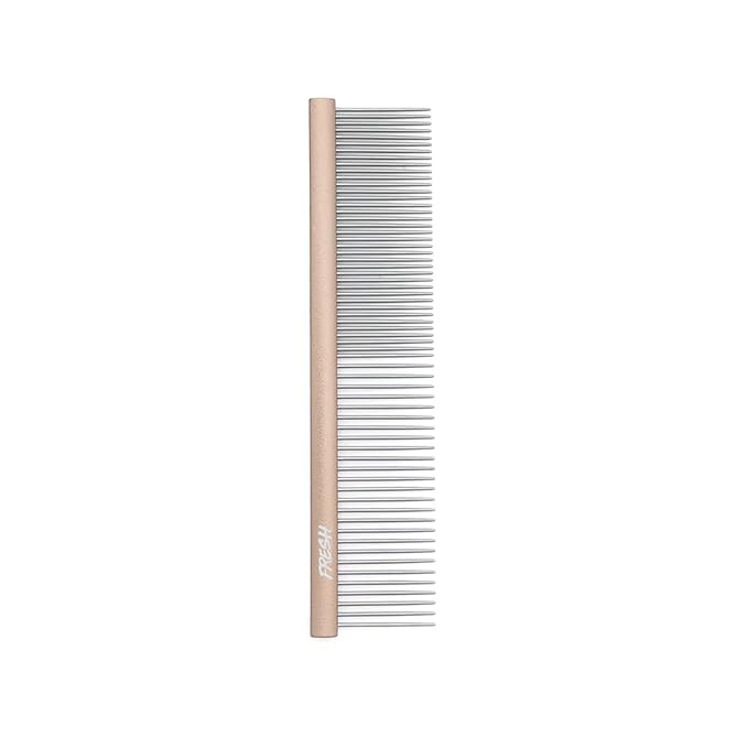 Fresh Ultra Half & Half Metal Pet Comb, Oval Aluminum Handle, Metal Grooming Comb for Dogs, 7.5"
