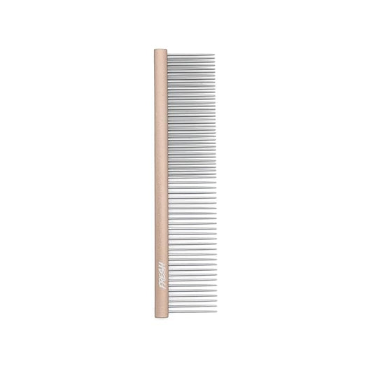 Fresh Ultra Half & Half Metal Pet Comb, Oval Aluminum Handle, Metal Grooming Comb for Dogs, 7.5"