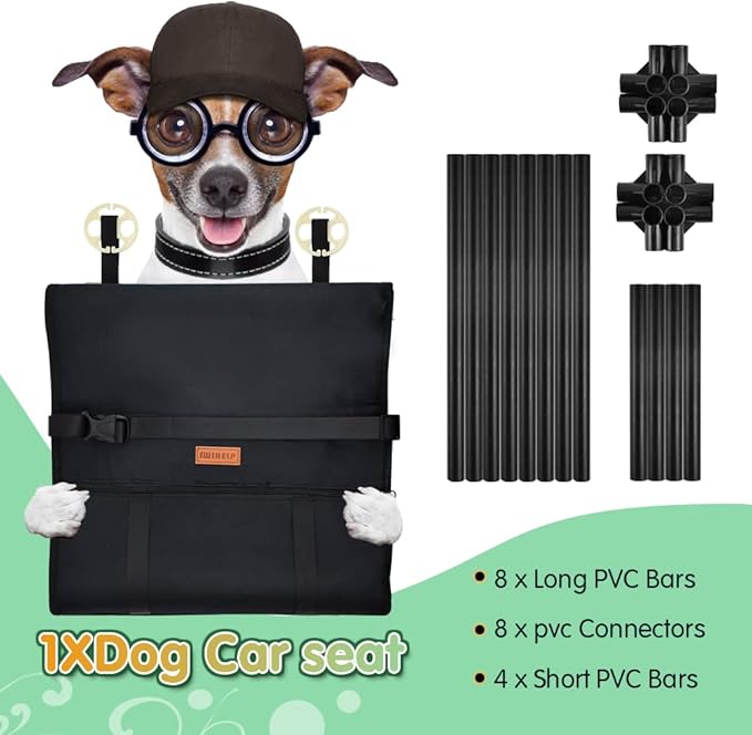 SWIHELP Dog Car Seat Puppy Portable Pet Booster Car Seat with Clip-On Safety Leash and Stable Fram, Anti-Collapse,Perfect for Small Pets