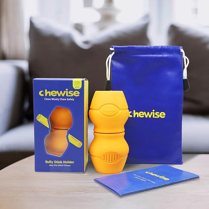 Chewise Bully Stick Holder, Improved Bully Sticks Holder, Ultimate Secure Heavy Duty, BPA-Free Safety Device to Prevent Choking, Fits Various Bully Sticks and Dog Sizes