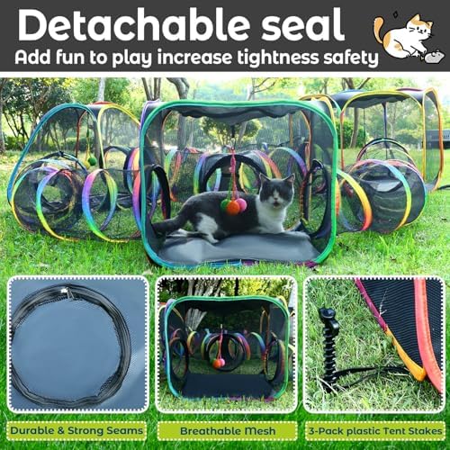 CypherX Outdoor Cat Enclosure, Portable Cat Tent with Tunnel Popup Catio - Image 3