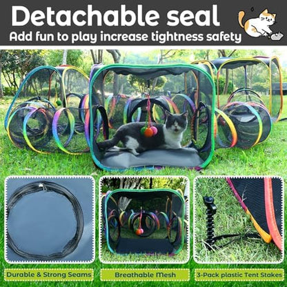 CypherX Outdoor Cat Enclosure, Portable Cat Tent with Tunnel Popup Catio - Image 3