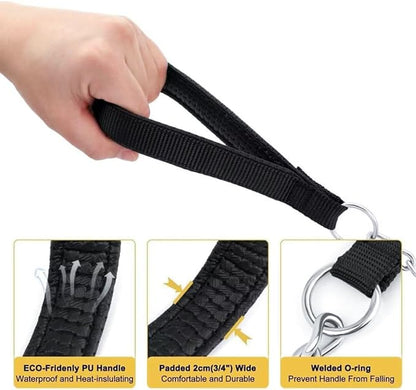 Chain Leash for Small Dogs, Heavy Duty Metal Dog Lead Durable Strong Chew Proof Puppy Leashes for Small Medium Large Breed Pet Dogs, 2.0mm * 4ft Black Handle