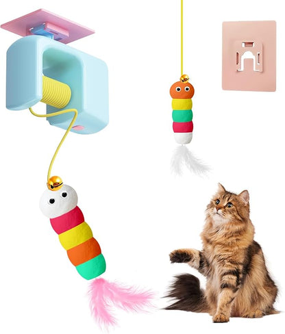 Cat Toy Interactive Cat Feather Toys for Indoor Cats, Smart USB Rechargeable Door Hanging Automatic Retractable Kitten Toys, Mental Physical Stimulation for All Breeds and Species