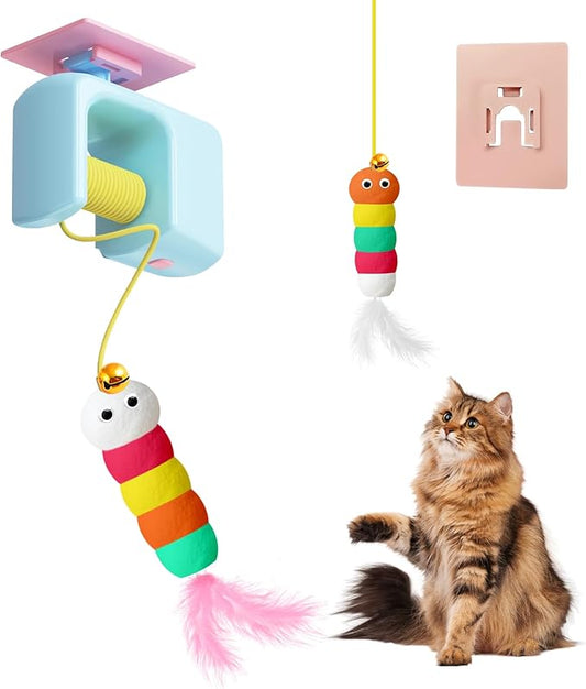 Cat Toy Interactive Cat Feather Toys for Indoor Cats, Smart USB Rechargeable Door Hanging Automatic Retractable Kitten Toys, Mental Physical Stimulation for All Breeds and Species