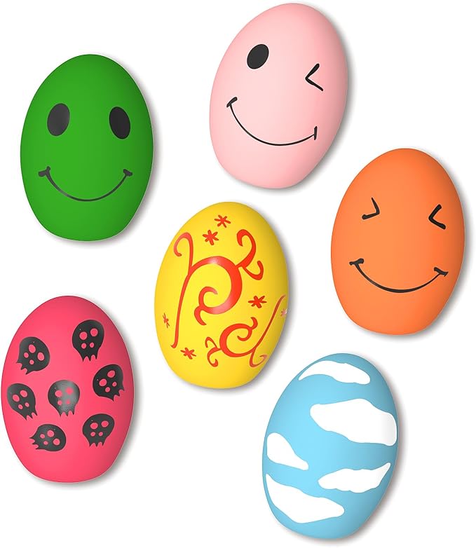 Dog Toys, Squeaky Latex Rubber Bouncy Balls, Squeaky Egg Dog Toys Balls, 6 Pack Interactive Squeak Dog Toy Set for Medium Large Breeds Dogs (6 Pack, Medium)