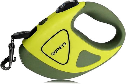 Retractable Dog Leash with Light, Pet Lead, 12-Color Ambient Lighting, Retractable Pet Lead with 360° Anti-Tangle Feature, 5-Meter Length Weighing Up to 40 kg (Green, 1.0)