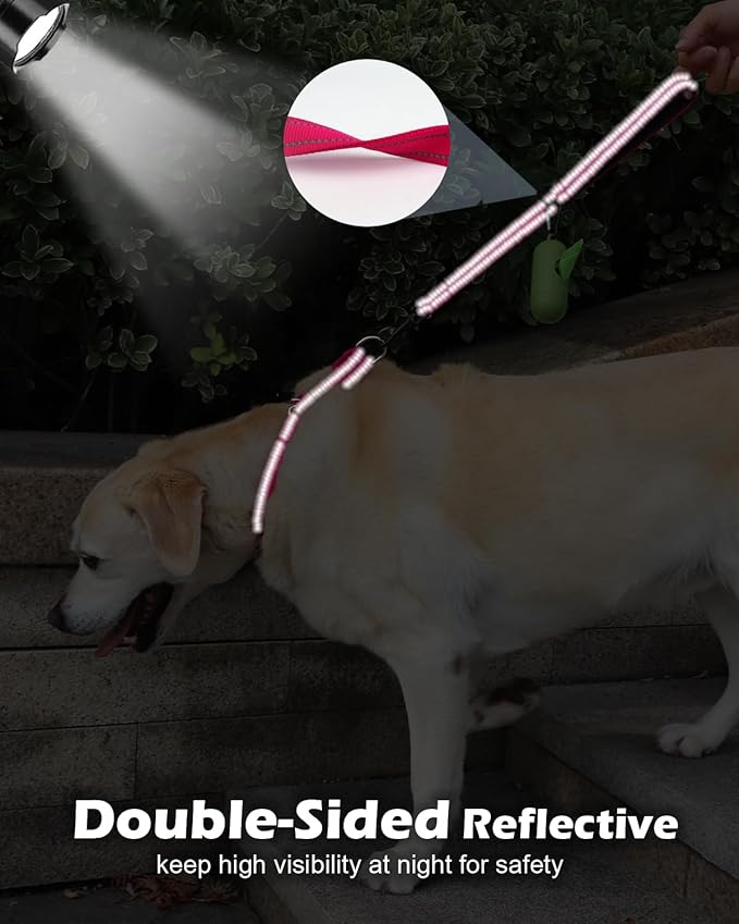 Joytale Strong Short Dog Leash 1FT, 1.2 Inch Wide, Heavy Duty, Padded Handle for Traffic Control, Reflective Leash for Medium and Large Dogs Walking Training,Hot Pink