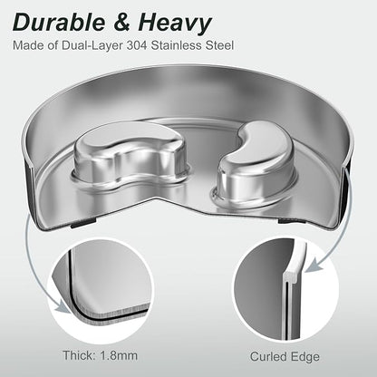 Slow Feeder Dog Bowl-1.5Cups for Small Breeds, Dual Wall Stainless Steel Maze Bowl, Non-Slip Base, Food-Grade Metal Dog Dish to Slow Eating