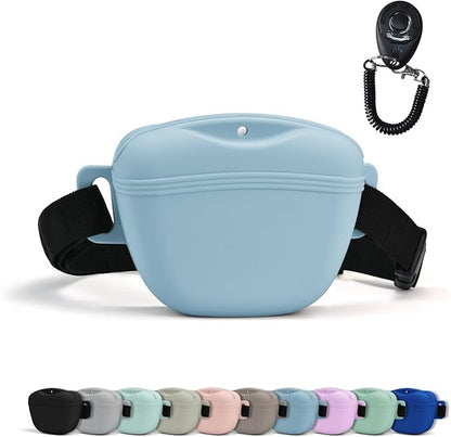 AUDWUD Magnetic Silicone Dog Treat Pouch with Adjustable Waist Belt Dog Training Bag for Small Medium Large Dogs Hands Free, Easy to Clean And Dishwasher Safe