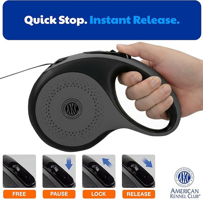 American Kennel Club Retractable Dog Leash, 16.4ft, Tangle-Free, Ergonomic Grip, One-Hand Brake, for Medium & Large Dogs up to 110 lbs