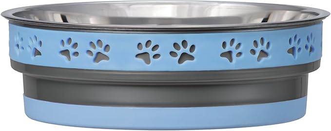 Loving Pets Corsa Dog Bowls- Stainless Steel Dog & Cat Bowls - Spill Proof Dog Food Bowl, Cat Bowl, Puppy Essentials & Pet Supplies Great for Home & Travel (Large 35-65 lbs, Rapid Blue)