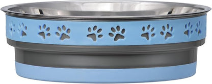 Loving Pets Corsa Dog Bowls- Stainless Steel Dog & Cat Bowls - Spill Proof Dog Food Bowl, Cat Bowl, Puppy Essentials & Pet Supplies Great for Home & Travel (Large 35-65 lbs, Rapid Blue)