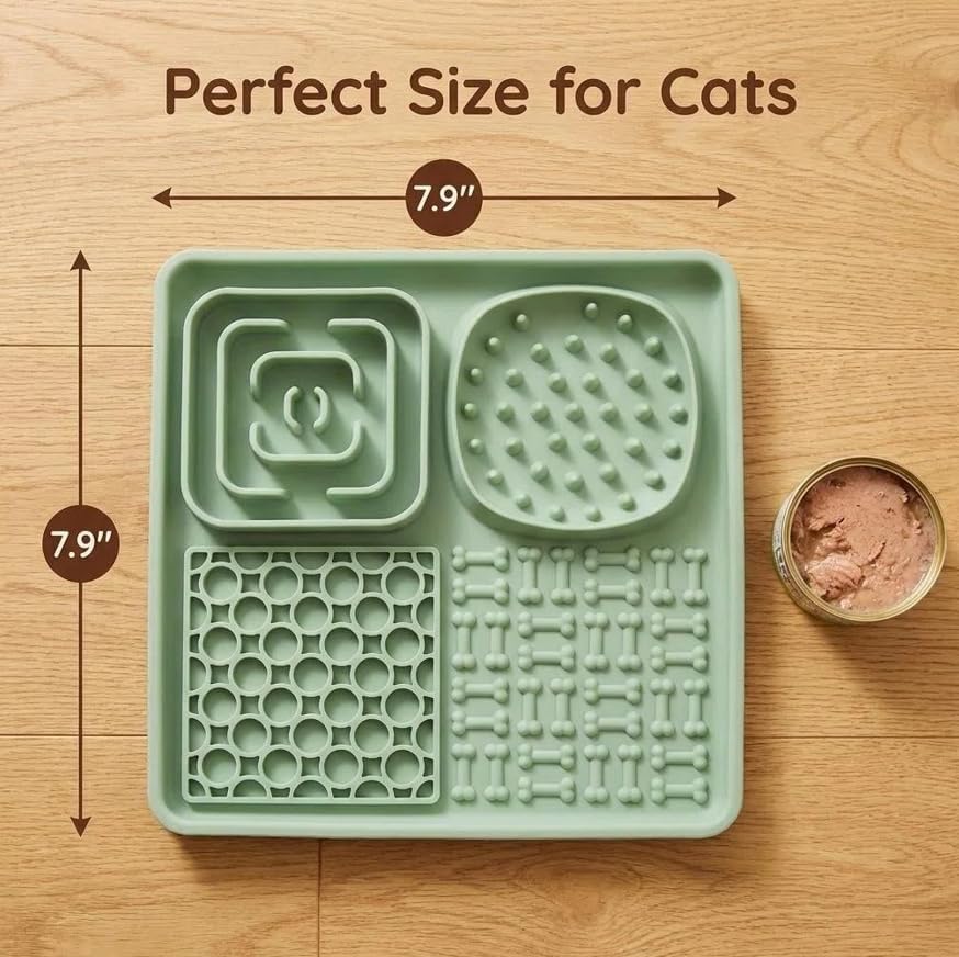 Lick Mat for Dogs and Cats, Cat Slow Feeder Silicone Cat Lick Mat with Suction Cups, Slow Feeder Licking Pad for Anxiety Relief and Boredom Reducer (Green) - Image 2