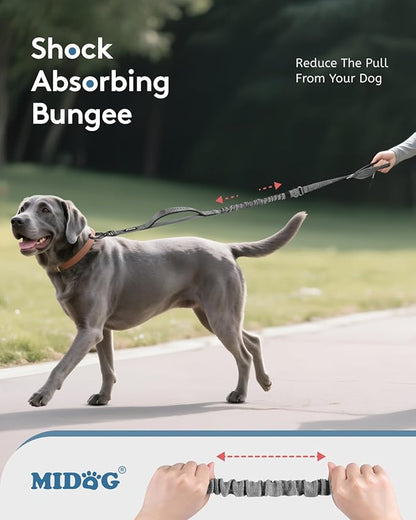 MIDOG Dog Leash with Zipper Pouch,Multifunctional Bungee Leash for Medium to Large Sized Dog Walking
