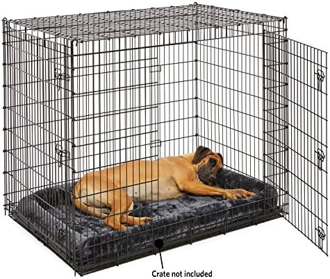 MidWest Homes for Pets QuietTime Giant Dog Bed - Gray Faux Fur Bolster, Ultra-Soft and Machine Washable, Fits 54-Inch Crates and Carriers, for XXL Breed Dogs - Image 3