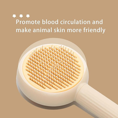 Pet Massage Comb, Knot Opening Comb, Self-Cleaning, Cat And Dog Universal, One Click Hair Removal,Pet Supplies Hair Remover Tool, Light Yellow - Persimmon Style, One Piece