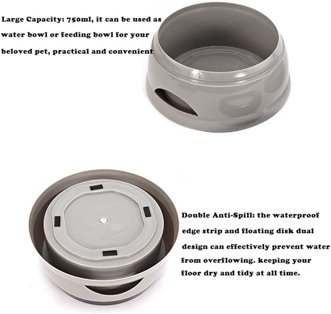 Love Dream No Spill Dog Water Bowl, No Drip Dog Slow Water Feeder No Slip Vehicle Carried Pet Water Dispenser 25 oz with Floating Disk Slow Drinking Bowl for Dogs Cats (Blue)