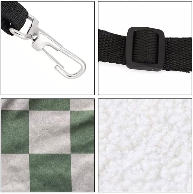 WIRESTER Reversible Cat Hanging Hammock 22.8 x 18.9 Inch, Pet Cage Hammock Bed with Adjustable Straps, Soft Sleeping Hammock for Cat, Ferret, Puppy Dog, Rabbit, Small Animals - Sage Green Checkerboard