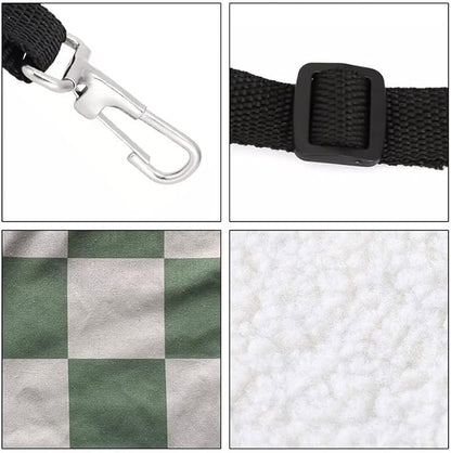 WIRESTER Reversible Cat Hanging Hammock 22.8 x 18.9 Inch, Pet Cage Hammock Bed with Adjustable Straps, Soft Sleeping Hammock for Cat, Ferret, Puppy Dog, Rabbit, Small Animals - Sage Green Checkerboard