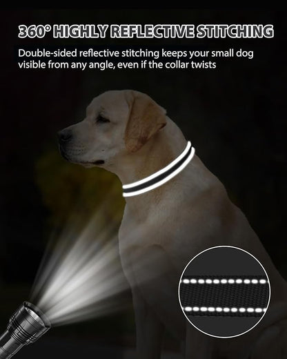 Joytale Dog Collars for Medium Dogs, Comfortable Double-Sided Reflective Nylon Collar for Night Safety, Adjustable Quick-Release for Active Pets, Black, M (1" Width)