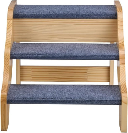 VEVOR Wood Pet Stairs, 3-Step Dog Stairs for High Beds, Sofa & Cars, 150lbs Load Capacity, Non-Slip Surface, Stable Cat & Dog Step Ladder for Small Medium Large Older Pet Puppy Essentials