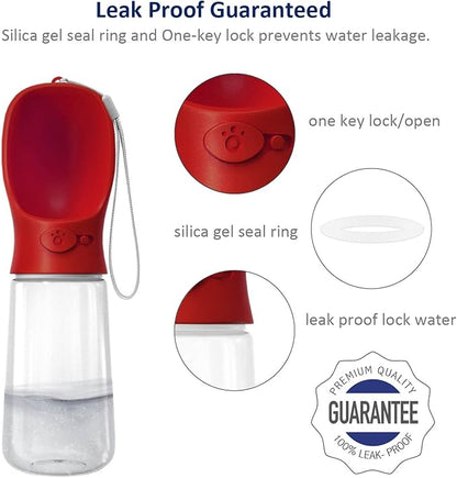 WePet Portable Dog Water Bottle with Food Container, 19 OZ + 6 OZ, Leak Proof Puppy Water Dispenser with Drinking Feeder for Pets Outdoor Walking, Hiking, Travel, Food Grade Plastic