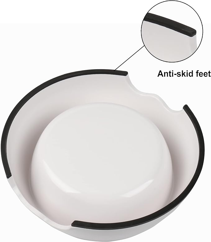 M&BGWPP Melamine Plastic Dog Food Bowl, Non Skid Base，Anti-Slip Pet Feeder Bowls, 2-in-1 Removable Stainless Steel Pet Feeder Holder for Dogs and Cats (28oz 8.66in*2.83in, White)