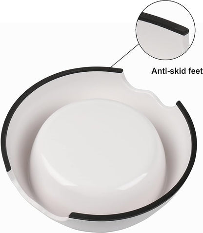 M&BGWPP Melamine Plastic Dog Food Bowl, Non Skid Base，Anti-Slip Pet Feeder Bowls, 2-in-1 Removable Stainless Steel Pet Feeder Holder for Dogs and Cats (14oz 6.89in*2.24 in, White)