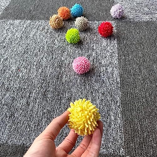 9Pcs Fuzzy Cat Ball Toys - Safe Pom Pom Balls for Indoor Cats, Kitten Chasing Toys with Bell (Multicolor) - Image 4