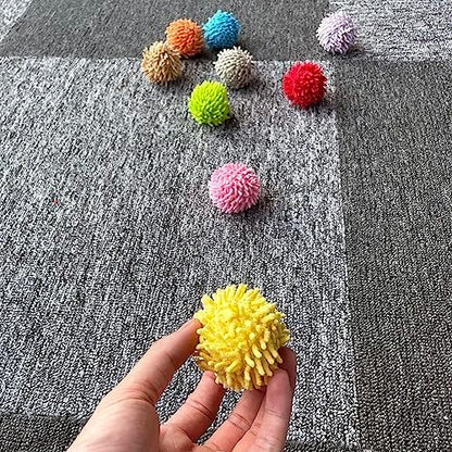 9Pcs Fuzzy Cat Ball Toys - Safe Pom Pom Balls for Indoor Cats, Kitten Chasing Toys with Bell (Multicolor) - Image 4