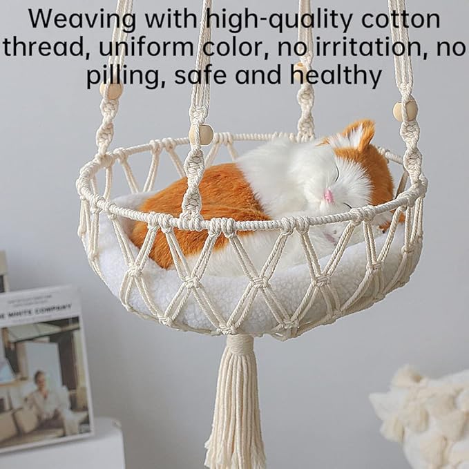 Handmade Cat Hammock Cat Dog Swing Hanging Bed Tassel Design Cat Nest Indoor Elegant Tapestry Decoration Pet Cat House Personality Home (Hammock F)