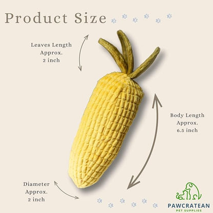 7" Squeaky Plush Toy for Puppies Small Dogs Self Etertainment Washable Soft Made [PET ONLY] (Corn)