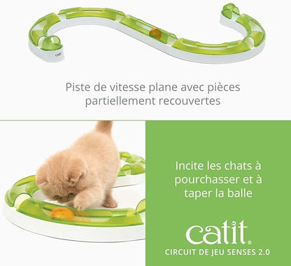 Catit Senses 2.0 Play Circuit Interactive Cat Toy - 8-Piece Closed-Track Ball Toy for All Breed Sizes