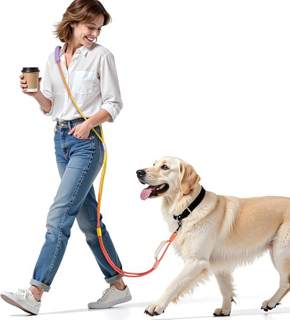 Hands Free Dog Leash Dual Handle, Wearable Leashes for Dog, Padded Waist Belts and Rotating Metal Clip,for Medium Large Dogs (18+ lbs) Walking Training Running (Yellow-Orange, 4.5 FT)