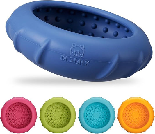 Dog Lick Bowl, Bestalk Wobbly Freeze Bowl Enrichment Feeder for Dogs, Anxiety Relief Lick Mat Puzzle Toy for Distraction, BPA Free Silicone, Dishwasher Safe(Dark Blue,S)