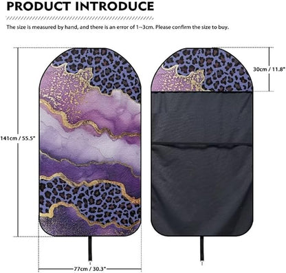 Coldinair Purple Leopard Waterproof Towel Car Seat Covers,Marble Print Beach Sweat Car Seat Protector Front Seats Only Universal Fit for Trucks