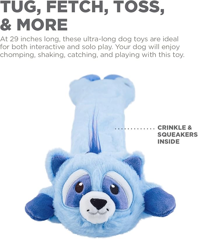 Outward Hound Longidudes Raccoon Plush & Squeaky Dog Tug Toy