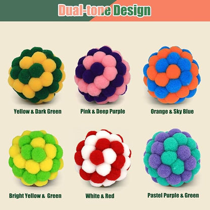 Cat Balls, 2 Inches Soft Fuzzy Balls, 6-Pack Large Ball Toys for Cat Kitten