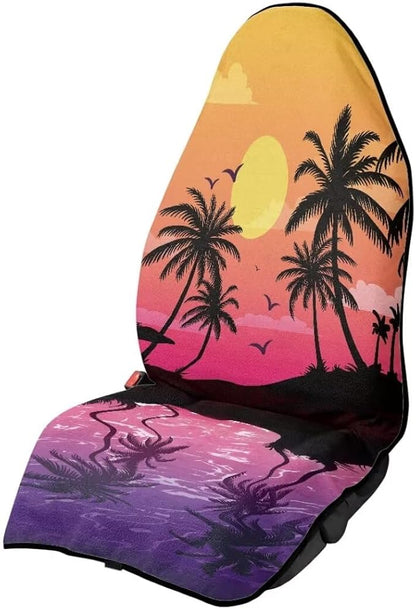 Coldinair Palm Tree Sunset Towel Seat Covers for Cars,SUVs,Trucks,Waterproof Sweating Car Front Seat Protector Cover Universal Fit,Easy to Install