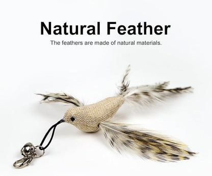 TTcat Cat Feather Toys, 4 Pcs Simulation Flying Birds Refills, Cat Toys Replacement Feathers for Cat Kitten Wand.