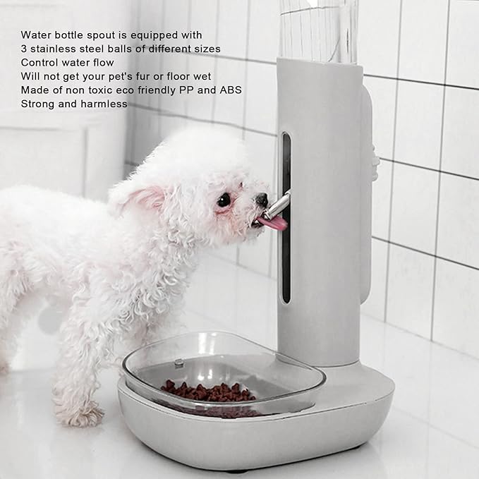Pet Standing Water Dispenser 680ml, Automatic Detachable Pet Drinking Feeder Cat Dog Standing Bowl Automatic Feeding Water Height Adjustable Drinking Bottle Feeder for Small Cats Dogs