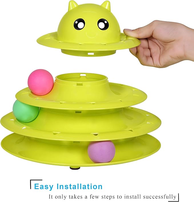 UPSKY Cat Toy Roller 3-Level Turntable Cat Toy Balls with Six Colorful Balls Interactive Kitten Fun Mental Physical Exercise Puzzle Toys