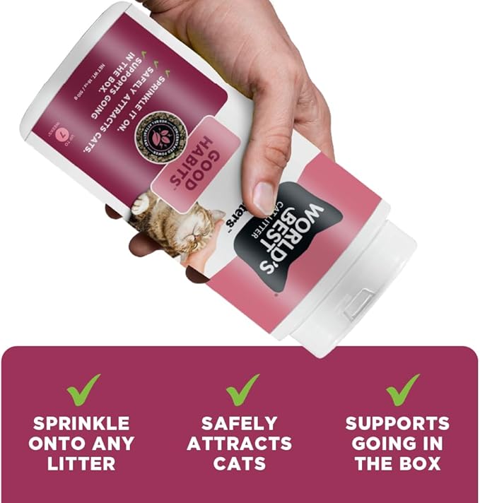 WORLD'S BEST CAT LITTER® Boosters™ Good Habits™ Natural & Sustainable-Litter Additive Attracts Your Cat to TheLitter Box and Helps Avoid Accidents Plant-Based Attractant 18oz Canister(Pack of 2)