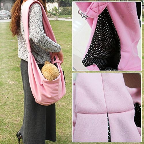 Pet Sling Carrier Bag Travel Tote for Cats Dogs, Up to 16 lbs (Pink) - Image 4