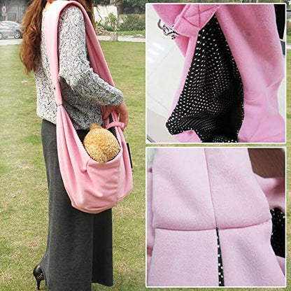 Pet Sling Carrier Bag Travel Tote for Cats Dogs, Up to 16 lbs (Pink) - Image 4