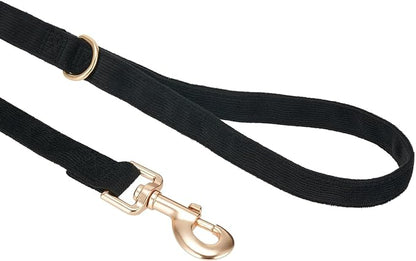 Soft Corduroy Fibric Dog Leash, 5 Feet Length Lead with Heavy Duty Rotating Hook, for Small Medium Dogs.(S,Black)