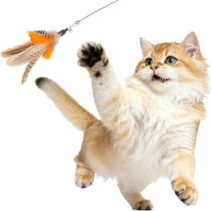 Cat Feather Wand Refills, Assorted Handmade Bird Feather Replacements, Interactive Cat Toy Refills for Indoor Cats & Kittens(8 pcs, Colorful)