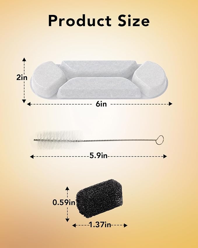 UPSKY 2.25Gal Elevated Dog Water Fountain Filters - 10 Replacement Filters, 6 Pre-Filter Sponges & 1 Cleaning Brush
