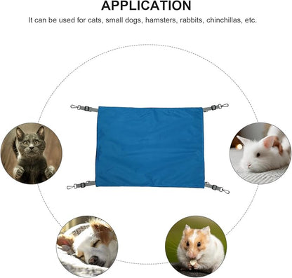 FAVOMOTO Waterproof Nylon Pet Hammock for Cats, Double-Sided Thickened Hanging Bed, Blue Reversible Cat Swing Nest for All-Season Indoor Use